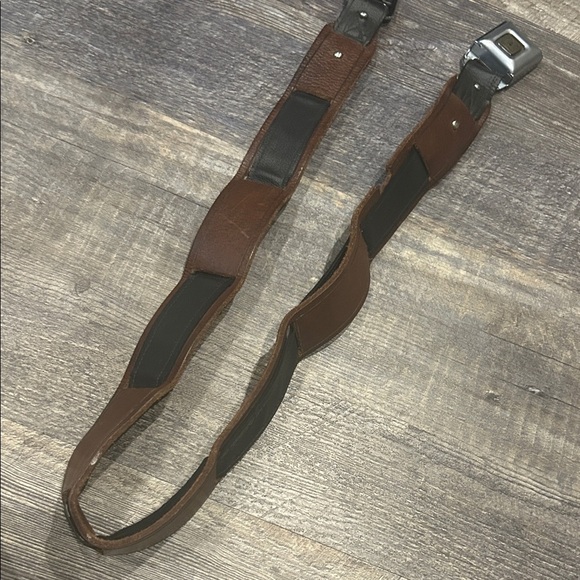 Brown and Black leather Belt seatbelt style main image 6